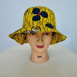 Moremi Clothing Ankara Bucket Hat in Yellow African Print - Boho Summer Beach